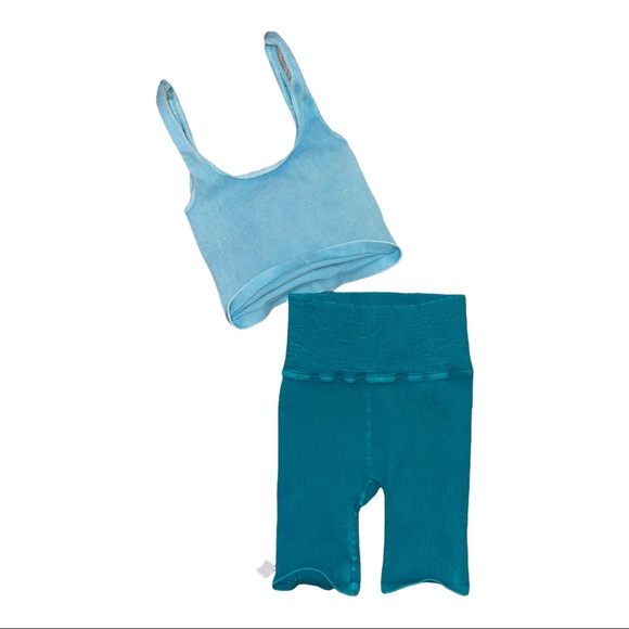 NEW Free People Happiness Runs Square Neck top & Biker Shorts set - Picture 4 of 4